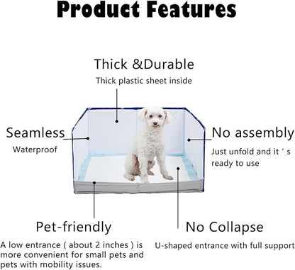 Dog Litter Box with High Walls,Pee Pad Holder Tray for Indoor Dog Potty,No Assembly,No Spill,Waterproof,Easy to Clean,Portable for Travel (Black Star, M-36''Lx23.6''Wx16''H)