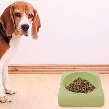 Milisten Pet Plastic Dog Bowl with Anti-Neck Slope Design, Wall-Mounted Single Feeding and Water Dish, Green Puppy Feeding Bowl for Home Use