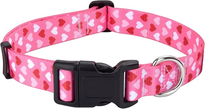 Mihqy Dog Collar - Adjustable Heart Dog Collar - Love Theme - Perfect for Small Medium Large Dogs(Pink Heart,S)