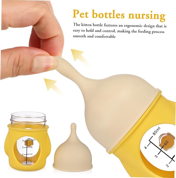 Reusable Pet Nursing Bottle with Ergonomic Grip and Clear Scale for Newborn Kittens and Puppies Soft Flexible Tip Feeding Bottle for Precise Milk Flow and Easy Cleaning