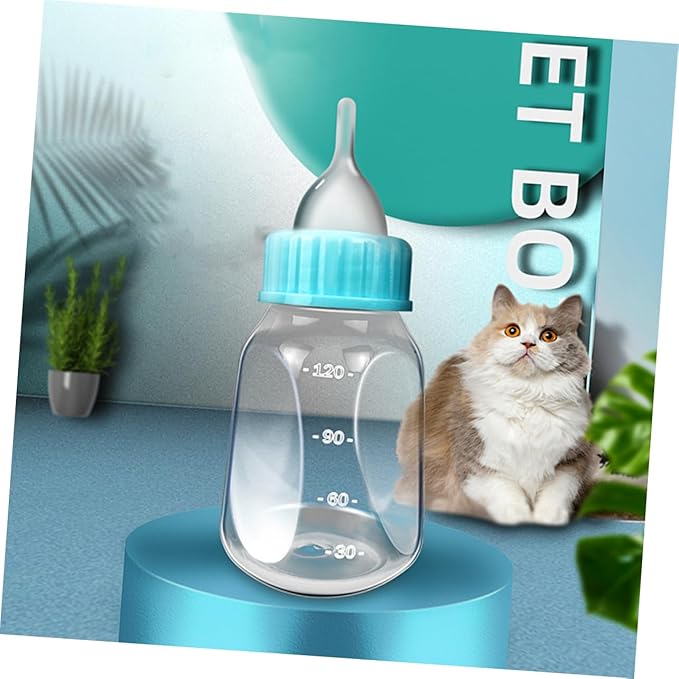 Levemolo 2pcs Cat Milk Bottle for Newborn Kittens and Puppies Manual Feeder with Silicone Nipple Safe and Odorless Small Pet Feeding Bottles for Hand-Feeding and Controlling Food Intake