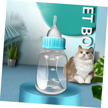 Levemolo 2pcs Cat Milk Bottle for Newborn Kittens and Puppies Manual Feeder with Silicone Nipple Safe and Odorless Small Pet Feeding Bottles for Hand-Feeding and Controlling Food Intake