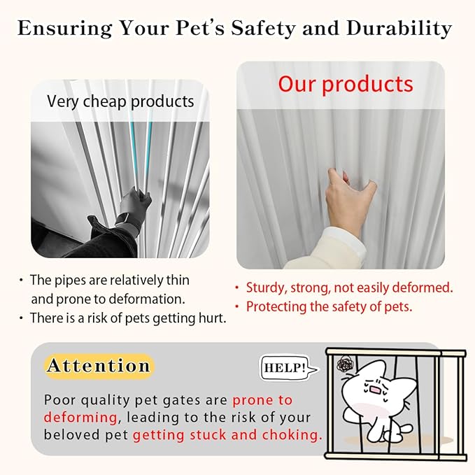 Lumizone Extra Tall Cat Gate 61.02" High Pressure Mounted Extra Wide 2025 New (17 Sizes) 1.37" Gap No Drilling Auto-Close One-Handed Operation Tall Pet Gate for Dogs(White, 61.02" H x 26.18"-29.91" W)