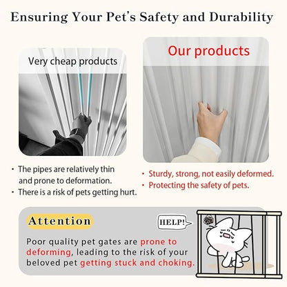 Lumizone Extra Tall Cat Gate 55.12" High Pressure Mounted Extra Wide 2025 New (17 Sizes) 1.37" Gap No Drilling Auto-Close One-Handed Operation Tall Pet Gate for Dogs(White, 55.12" H x 29.92"-34.24" W)