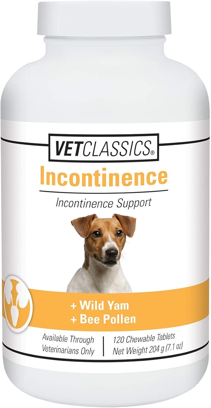 Vet Classics Bladder, Incontinence Support Dog Supplement – Supports Bladder Health for Dogs, Helps With Pet Incontinence – Includes Phytoestrogens, Botanicals – Chewable Tablets – 120 Ct.