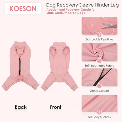 KOESON Dog Recovery Suit Hind Leg, Recovery Sleeve for Female Male Dogs, Doggie Leg Sleeve to Stop Licking, Pet Rear Leg Wound Cover, Dog Spay Onesie for Wound Heal Care