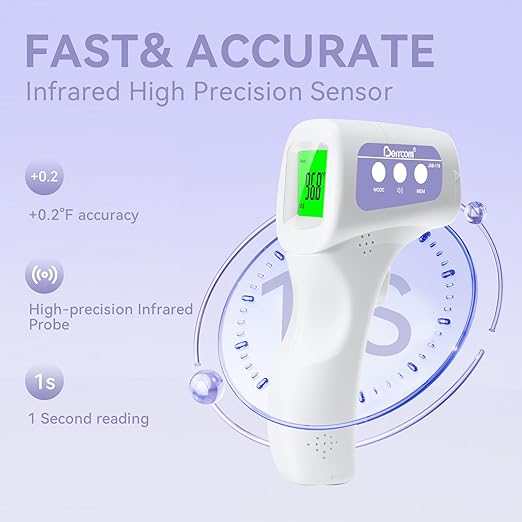 Berrcom Non-Contact Infrared Forehead Thermometer, 3-in-1 Digital Fever Check Temperature Gun for Baby Infant Kids Adults, Fast Accurate - Purple