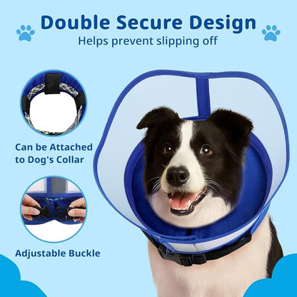 Soft Dog Cone Collar, Inflatable Cones Alternative After Surgery for Large/Medium/Small Dogs to Stop Licking, XL Elizabethan Neck Ecollars of Shame with Anti-Lick Shield, Comfy Pillow Recovery