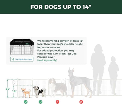 FXW Rollick Unleashed Dog Playpen for Indoor, Yard, RV Camping, 24 inch 48 Panels for Small and Puppy Dogs, White│Patented