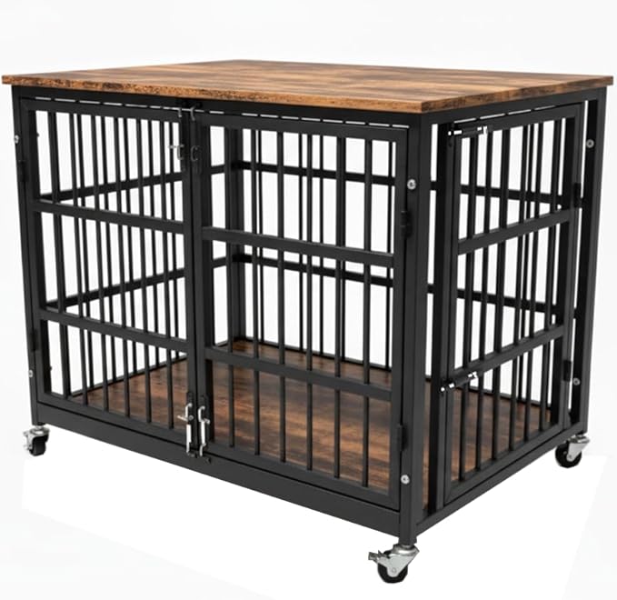 Boldbone 48 inch Dog Crate Furniture, Heavy Duty Dog Kennel Indoor for Large Dogs, Escape-Proof and Chew-Proof Wooden Dog Cage for high Anxiety Dog, Decorate House as TV Stand, End Table