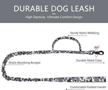 DAGANXI Tactical Dog Collar, Adjustable Military Training Nylon Dog Collar with Control Handle and Heavy Metal Buckle for Medium and Large Dogs, with Patches and Airtags Case (XXL, Camo-Set)