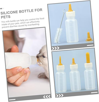 Kisangel 3pcs Pet Feeding Bottles for Puppies and Kittens Safe and Reusable Milk Feeders with Different Nipple for Newborn Small Animals for Hamsters Rabbits and More