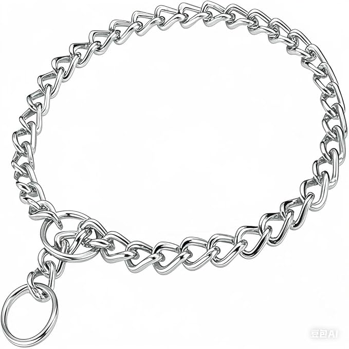 Chain Dog Choker Collar for Large Dogs, Metal Slip Link Training Heavy Duty Dog Choke Collar Martingale Puppy Collars for Small Medium Large Big XL Breed Dogs (Silver, L)