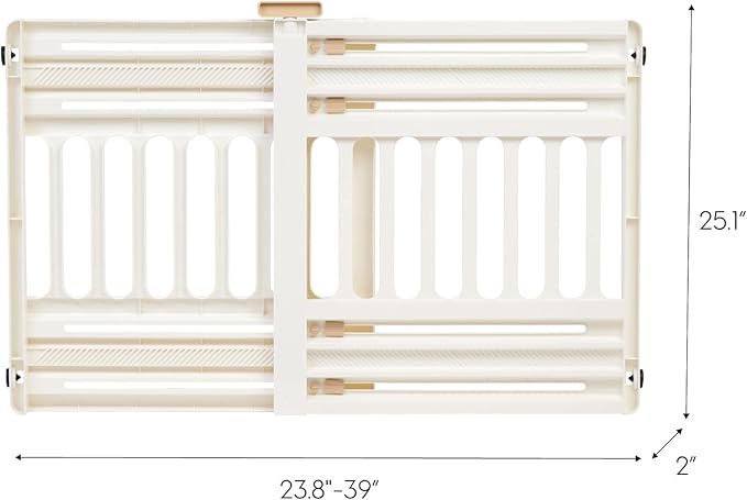 IRIS USA 24"-39" Dog Gate, Adjustable Indoor Pet Barrier, Pet Gate for Puppy, Small Dog, Cat, Easy Twist-to-Lock for Doorways & Stairs, Portable, Expandable, 25" Tall, 2-Pack, White