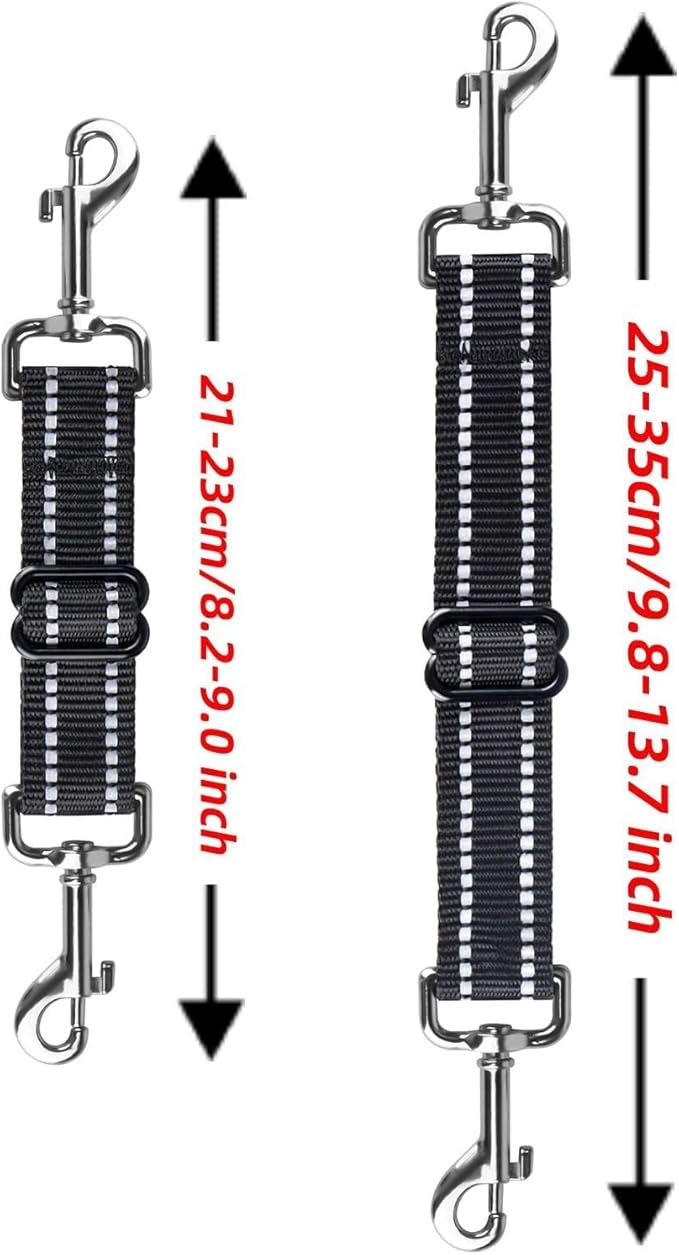 Dog Safety Clip,Prong Collar Safety Clip,Dog CollarClip Adjustable Reflective Nylon PuppyCollar Pet Collar Harness Connector Backup Clasp(2 Pcs Thickening)