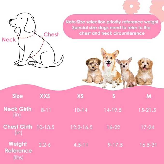 Lukovee No Pull Puppy Harness and Leash Set - Soft Lightweight Escape Proof Puppy Vest Harness, Breathable Adjustable Pet Harness with Dog Leash for Small Dogs (Pink, M)
