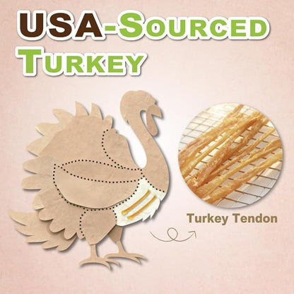 A Freschi srl Turkey Tendons for Dogs, USA-Sourced, Healthy Dog Treats, Rawhide-Free Puppy Chews, Long Lasting, All Natural, Hypoallergenic Dog Treats, Coil (S), 3 oz Pack