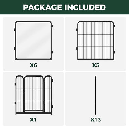 FXW AuraSpace Pro Acrylic & Wire Mesh Indoor Dog Playpen, 24" Height 12 Panels Metal Dog Pen for Puppies & Small Dogs, Black│Patented