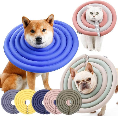 Dog Cone Collar, Inflatable Dog Neck Donut Collar Alternative After Surgery, Soft Protective Recovery Cone for Small Medium Large Dogs and Cats Puppies - Alternative Collar (Dusty Pink,L)