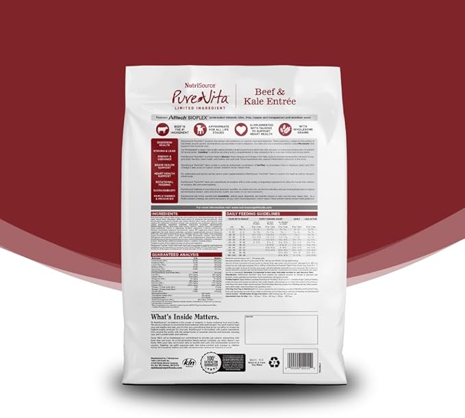 NutriSource Pure Vita Beef & Kale Dog Food, 25LB