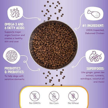 Health Extension Little Bites Dry Dog Food for Toy and Small Breeds, Chicken & Brown Rice Recipe, with Probiotics & Superfoods for Digestion & Coat Health, 4 lb Bag (Pack of 2)