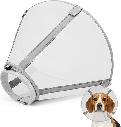 Breathable Mesh Dog Cone Collar for Surgery, Soft Elizabethan Recovery Alternative to Stop Licking,Pet Neck Collar for Large Medium Small Breeds(Light Grey,6)