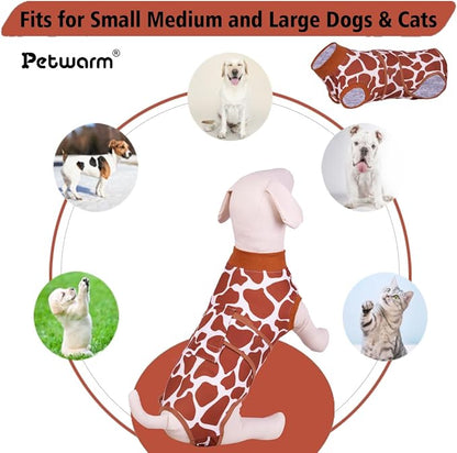 PetWarm Dog Recovery Suit After Surgery, Dog Surgery Suit, Protective Onesie for Male and Female Dogs, Spay Neuter Bodysuit for Sensitive Areas, Leopard Pattern, Brown, XS