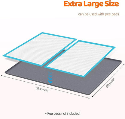 Pee Pads for Dogs, 34" x 22" Extra Large Reusable Dog Silicone Mat for Floor Protector, Washable Non-Slip Dog Training Pads for Potty Training (Grey)