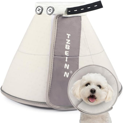 Soft Dog Cone Collar Alternative, Comfortable Elizabethan Dog Neck Pillow Cone for Medium Dogs (Maltese Bichon), Protective Adjustable Head Recovery Cone After Surgery Anti Licking