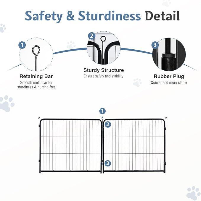 DUMOS Dog Playpen Indoor, Metal 32 Inch 2 Panels Foldable Pet Fence with Door, Outdoor Small Medium Large Dog Puppy Portable Exercise Play Pen for RV Camping, Trips, Play Yard