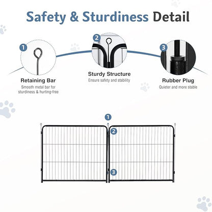 DUMOS Dog Playpen Indoor, Metal 32 Inch 2 Panels Foldable Pet Fence with Door, Outdoor Small Medium Large Dog Puppy Portable Exercise Play Pen for RV Camping, Trips, Play Yard