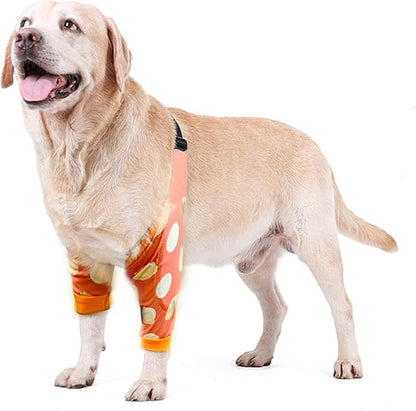 HDKUW Dog Elbow Protector, Dog Front Leg Recovery Sleeve for Prevent Licking Wound, Elbow Sleeves with Mesh Pad for Medium Large Dogs Lemon 3XL