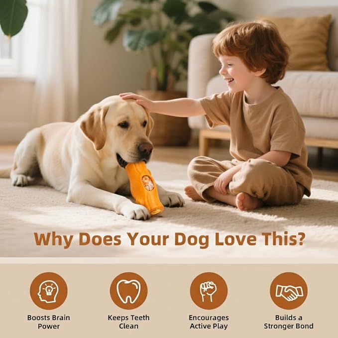 2 Pack Orange Dog Toys for Aggressive Chewers, Interactive Indestructible Dog Toys with Frozen Treat Function, Durable Dog Puzzle Toy for Large & Medium Dogs, Reduces Anxiety & Extends Playtime