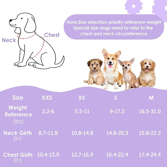 Lukovee Puppy Harness and Leash Set, No Pull Lightweight Soft Suede Adjustable Pet Harness Vest with Snap Buckle for Puppy Small and Medium Size Dog (Purple-S)