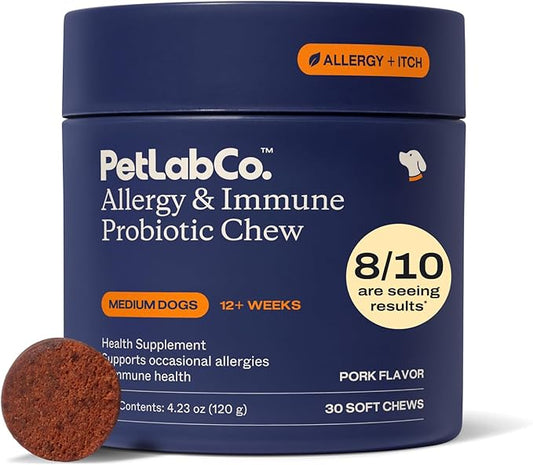 PetLab Co. Allergy & Immune Daily Probiotics for Dogs. Supports Yeast Production, Seasonal Allergies, Intermittent Itchiness, Gut & Digestive Health for Medium Size Dogs, Packaging May Vary