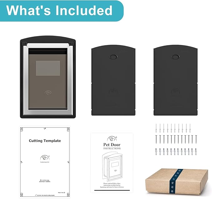 ClawJaw Cat Door for Exterior Wall, Metal Frame and Telescopic Tunnel Pet Door, Double Magnetic Flaps Cat Door and Dog Door, Easy to Install, Black (Pets Up to 22 Lb)-Small