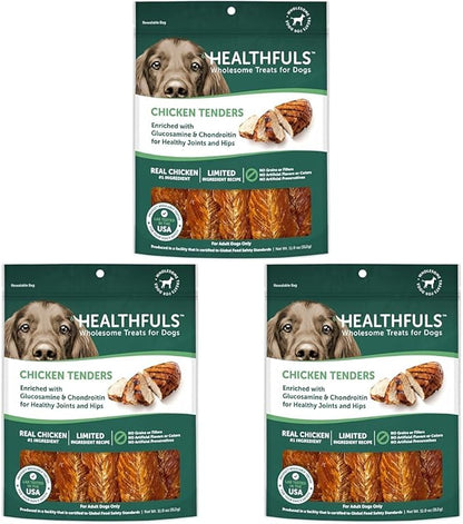 HEALTHFULS Chicken Tenders Dog Treats with Glucosamine & Chondroitin, 11oz (Pack of 3)