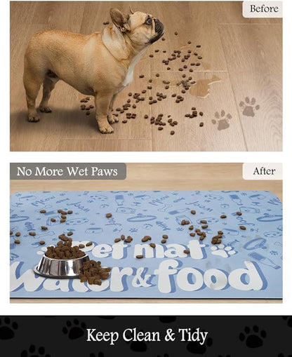 Pet Feeding Mat-Absorbent Dog Mat for Food and Water Bowl-No Stains Quick Dry Dog Water Dispenser Mat