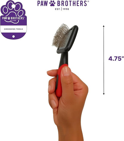 Ryan's Pet Supplies Paw Brothers Mini Pin Tiny Flat Slicker Brush for Dogs, Professional Grade, Stainless Steel Pins, Flexible Head, Comfort Grip, Mini Size, 4.75" x 2.25" x 1.5"