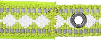 Blueberry Pet Reflective Jacquard Dog Collar with Neoprene Padding & Metal Buckle | Soft & Adjustable Safety Collar - Macaw Green, Neck 9-12.5", for Small Breed
