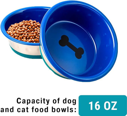 Stainless Steel Bowl - No Slip, No Tip - with Silicone Rubber Foot. (16)