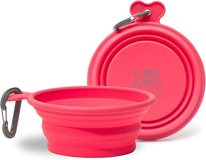 Messy Mutts Silicone Collapsible Bowl | Pet Travel Necessity | Portable Water or Food Dish | Pop Up Watering Bowl | Camping, Hiking, Walking Accessory | Small, 1.75 Cups | Watermelon