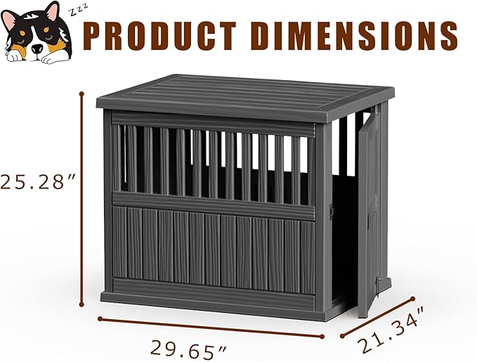 30 INCH Small Dog Crate Furniture Lockable Dog Kennel Indoor Dog Cage Plastic Pet Cage End Table for Small/Medium Dogs, Black