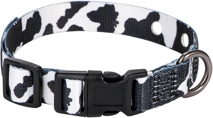 Rhea Rose 1 Inch Replacement Collar Strap Shock Collar with 2 Holes, Compatible with Nearly All Brands and Models of Underground Electric Dog Fences and Training Collars, Cow Print Pattern