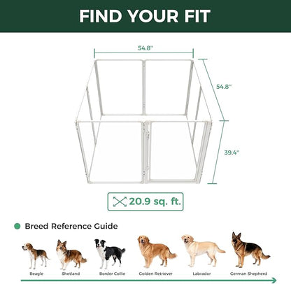 FXW AuraSpace Pro Acrylic Indoor Dog Playpen, Heavy-Duty with Metal Frame, 40" Height 8 Panels for Medium and Large Dogs, White│Patented