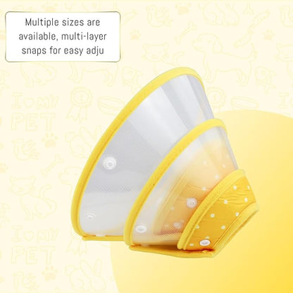 Pet Cone Recovery Dog Cone Adjustable Dog Collar Clear Padded Collar with Breathable Soft Edge, Plastic Puppy Cone Protect The Neck Surgery Recovery, Designed for Cats and Puppies (Yellow, S)