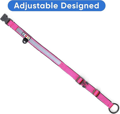 Pawtitas Lumberjack Pad Reflective Pink Neoprene Collar - Medium/Large Puppy Training Collar