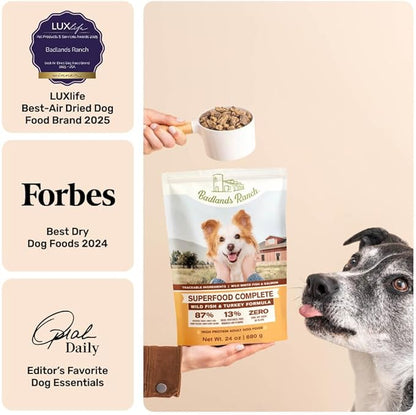 BADLANDS RANCH by Katherine Heigl – Superfood Complete Air-Dried Wild Fish & Turkey Dog Food – High Protein with Superfoods for Daily Wellness & Consistent Nutrition – 24 oz