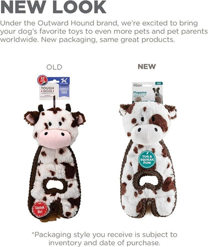 Outward Hound by Charming Pet Cuddle Tugs Cow Plush Squeaky Dog Toy