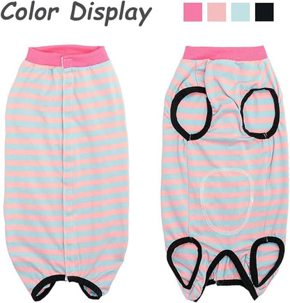 Dog Recovery Suit After Surgery,Spay Neuter Clothes for Female Dogs,Small Medium Dog Shirt,E-Collar Cone Alternative,Prevent Licking Wound Dog Onesie,Pet Surgical Suit(Pink Blue Stripe-l)